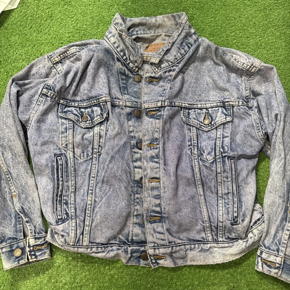Vtg 80s-90s Levis Denim Trucker Jacket Sz M Made In USA Purple Wash Indigo‎